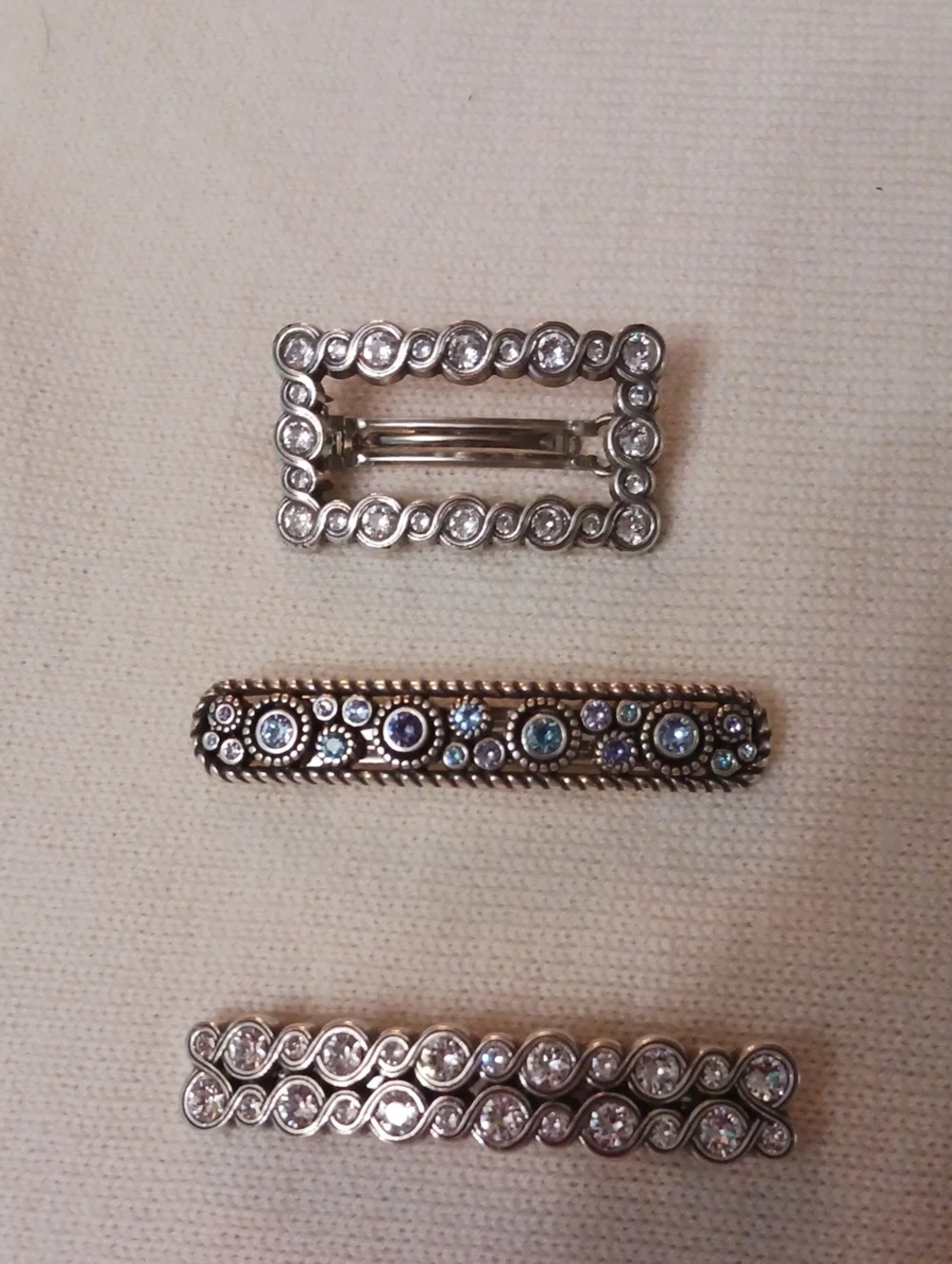 Brighton Rhinestone Barrette Set - Silver and Gold Tones
